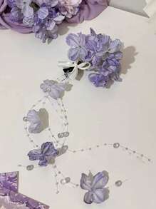 Women's Elegant Hydrangea Embroidery Tassel Hair Clip, Simple Hairpin Suitable For Daily Use, Home, School, Beach Resort, Office, Party, Holiday, Birthday, Back To School, New Year, Valentine's Day, Mother's Day, Wedding, Music Festival, Graduation Season Claw Clips Hair Claws Hair Barrettes