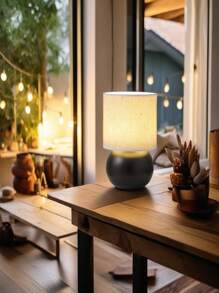 1PC Antique Style Black Table Lamp, Non-Woven Lampshade, Warm Light, USB Powered, Suitable For Living Room, Bedroom, Study, Dining Table, Desk, Office And Other Home Ambience Feeling Table Lamp, LED Table Lamp, Desk Lamp, Reading Lamp, Bedside Lamp