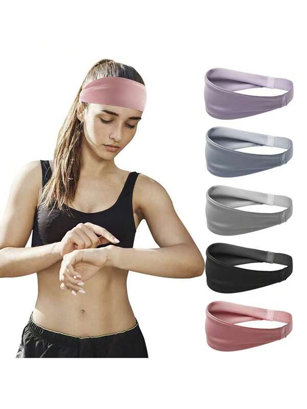 1pc/2pcs/3pcs/4pcs/5pcs Athletic Sweat Absorption Headband - Running Fitness Sweatband, Elastic Sports Hair Band For Basketball, Unisex Summer