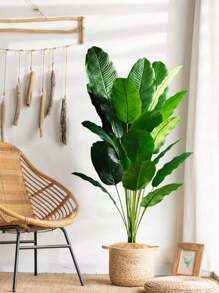 85cm-115cm Large Artificial Plants Bird Of Paradise Tree Tropical Fake Banana Leaves Big Size Plants Leaves Plastic Palm Plants Real Touch Tree Foliage For Home Garden Decoration Without Pot 1pc