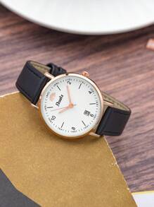 Duolz 1pc Women's Calendar Simplifed Classic Rose Gold Quartz Watch, Daily Life & Holiday Gift, Watch For Women