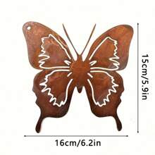 1pc Rustic Metal Butterfly Wall Art - Classic Iron Craft Hanging Ornament For Patio, Yard & Outdoor Garden Decor, No Power Needed, Antique Rust Finish, Butterfly Decorations