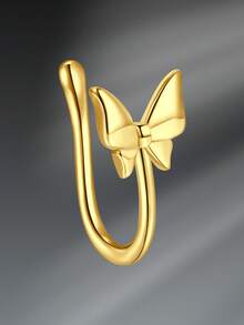 CIZME Fake Nose Rings Stainless Steel Gold Faux Septum Rings Dangle U Shaped Fake Nose Piercing Jewelry Non Piercing Septum Rings For Women Men Fake Lip Rings Ears Clip On Cartilage Earring - Fake Nose Ring - View 16