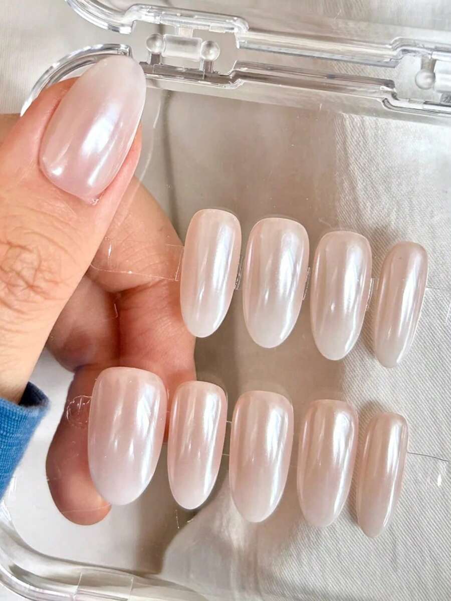 10 件简约百搭渐变椭圆形美甲装饰按压式指甲美甲用品指甲 - 彩色 - 查看 1