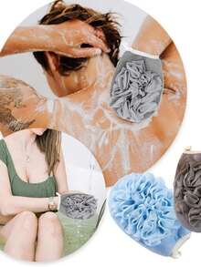 1 件装家用去角质浴巾，成人男女通用擦洗手套，用于清洁和去除污垢 - 彩色 - 查看 3