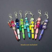 1-5pcs Colorful Creative Cute Metal DIY Bead Mini Short Glittering Crystal Diamond Pen With Key Ring,Office Portable Pocket Pens With Beaded ,Lobster Clasp Keychain Ballpoint Pendant Pens For DIY, Could Hang On Schoolbag Or Handbag ,Suitable For Office ,Students,Girls,Lady ,Women,Gift For Party Favors ,Brthday , Prizes,Valentines'Day,Teachers'day,Back To School