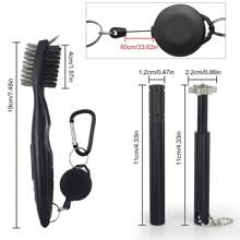 Herramienta afiladora de ranuras de palos de golf, cepillo de golf y limpiador de ranuras con mosquetón retráctil de cremallera de aluminio, afilador de ranuras de golf para cuñas e hierros, ranuras en U y V, accesorios de golf para hombres