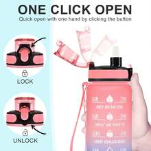 Enerbone Water Bottle, Leakproof BPA &Amp; Toxic Free, Motivational Water Bottle With Times To Drink And Straw, Fitness Sports Water Bottle With Strap For Office, Gym, Outdoor Sports - Pink-blue - View 4