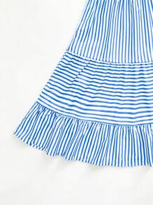 1 pièce Robe camisole à rayures confortable et décontractée pour jeunes filles, convient pour les fêtes, les sorties décontractées, les vacances, les activités extérieures, l'été