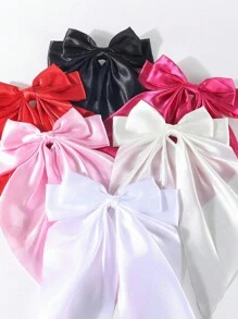 16 Pcs Random Colors Silky Satin Bow Hair Clips For Women Hair Bows Cute Hair Ribbons Oversized Long Tail Hair Barrettes Metal Clips