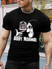 Camiseta Abby Normal - Camiseta divertida de Halloween - Diseño inspirado en la película Frankenstein - Camiseta gráfica para hombre y mujer - Algodón suave - Regalo de película de terror para papá - Negro - Ver 1