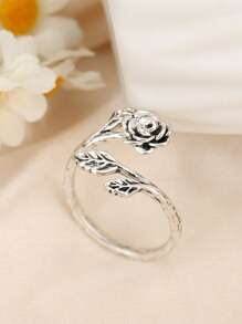 1 PC Vintage Silver Rose Ring For Women - Unique Dainty Jewelry, Valentine's Gift, Perfect For Daily Outfits
