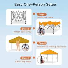 Amada 10x10ft 1-Person Setup Pop Up Canopy Tent - Easy Outdoor Sun Shade For Events, Parties, Camping, Gazebo With Wheel Cover Bag, Beach Tent With 3-Speed Adjustable Height,Blue - 橘色 - 查看 5