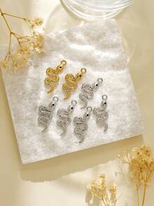 1pc Rhinestone Curved Snake Accessory, Versatile Stainless Steel Pendant Keychain - Point Drill Snake Accessories - View 2