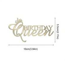 1 pièce Élégant Couronne d'or Cake Topper avec design "Birthday Queen", strass scintillants, parfait pour les célébrations d'anniversaire de dame, en matériau acrylique, sans alimentation électrique, décoration de gâteau de fête | Décoration de gâteau élégante | Décoration de strass, Cake Topper
