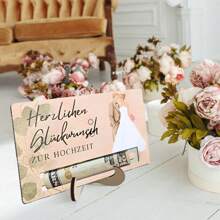 3styles Wedding Blessing Gifts, German Wooden Money Holder Cash Gift Packaging, Wedding Decoration Ornaments Newlyweds Wedding Souvenirs, Home Decoration Room Desktop Ornaments, Love Decorations