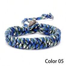 1pc Handmade Woven Paracord Bracelet, Camouflage Pattern, Fashionable Outdoor Wrist Band For Men & Women, Suitable For Daily Wear And Gift