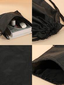 1 pieza Mochila de cuerdas para deportes al aire libre del alfabeto para niños, Bolsa de baloncesto, Mochila de baloncesto, Bolsa de deportes al aire libre para niños y niñas, Bolsa de senderismo de gran capacidad y ligereza - Negro - Ver 6