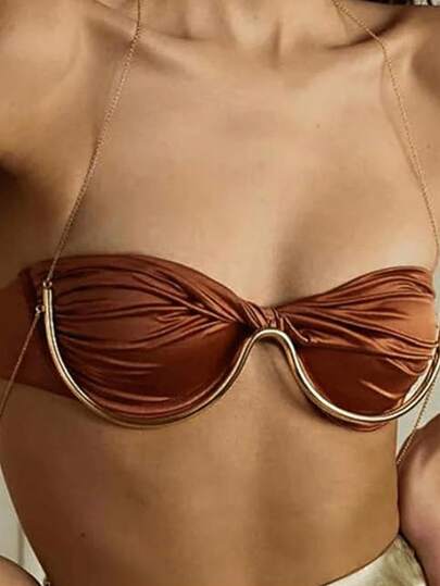 Altın Sütyen Askısı Zinciri, Seksi İç Çamaşırı Vücut Zinciri Takısı, Gece Kulübü Bikini İçin Dayanıklı