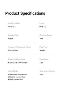 Picun Picun G2 2.4GHz Wireless Over-Ear Game Headphone, 2.4GHZ Wireless Game Headset, Ultra-Low Latency Mode, Noise Cancelling 5.3 Headset With Microphone, Hi-Res Audio, Wireless V5.4 For Fast & Stable Connection, 100Hrs Long Battery Time