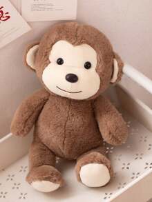 1个23厘米/9.05英寸新款可爱猴子毛绒玩具，猴子填充动物，绵羊毛绒玩具，适合作为女孩生日礼物、猴子毛绒抱枕或儿童节礼物 - 棕色 - 查看 1