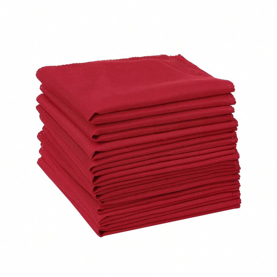 12 Pack Polyester Cloth Napkins, Great Napkins For Parties Weddings Restaurant Cocktails Banquet - Red - View 1