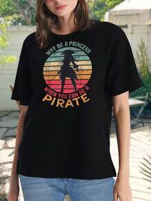 Camiseta de guerrera anime para mujer, camiseta gráfica retro manga, disfraz cosplay, estilo vintage, manga corta, cuello redondo - Idea de regalo para chicas y mujeres - Negro - Ver 2