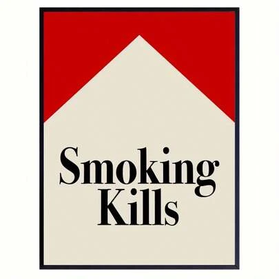 Poster nghệ thuật in chữ Smoking Kills – Nghệ thuật treo tường phong cách Retro Art Deco hiện đại cho văn phòng tại nhà, phòng khách, phòng ngủ - Trang trí treo tường in chữ mực, Poster trong nhà không khung - Minh họa nghệ thuật cho phòng tắm, trang trí nhà bếp