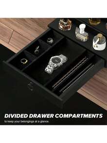Cologne Organizer For Men, 5 Tier Black Cologne Shelf, Perfume Stand With Drawer And Hidden Compartment Perfume Display Holder - A Gift For Men - Black - View 11