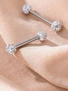 2pcs 14G Stainless Steel Barbell Body Piercing Jewelry, Nipple Rings, Tongue Rings For Women