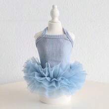 1pc Elegant Ballet Tulle Dress Pet Dog Clothes, Princess Dress Sleeveless Romantic Party Outfit, Suitable For Small Dogs, Cats, Cool Spring/Summer
