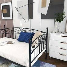 Metal Daybed Frame Multifunctional Mattress Foundation/Bed Sofa With Headboard, Twin, Black-3826 - Multicolor - View 2
