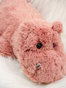 1个粉色河马毛绒玩偶，触感柔软的毛绒抱枕，可爱的毛绒玩偶，适合儿童和成人，蓬松的野生动物毛绒抱枕，床头装饰，毛绒玩偶，送给亲朋好友的礼物 - 粉色 - 查看 4