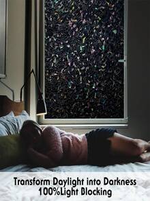 1Roll Total-Blackout-Window-Privacy-Film, Rainbow Room Darkening Black Window Cover, Static Cling 100% Light Blocking - Multicolor - View 3