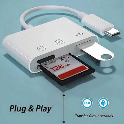 1 pieza Adaptador lector de tarjetas SD/TF/USB 3 en 1 compatible con la serie /Serie, compatible para I 16 Pro Max/16 Pro/ 16 Plus/ 16, 15/14/13/12X XS/ XR/8/7/6, S25/S24/ S23/s22/Si21/si20 Ultra Plus, Serie