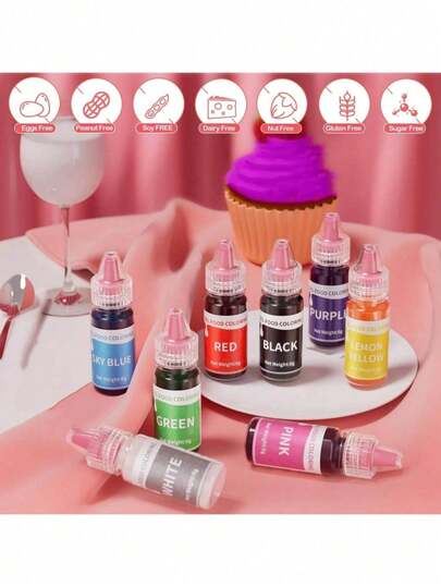 8/14 Piece Baking Tool Set, Cake Decorating Tools, Gel Coloring Colors, Liquid Bright Colors Unscented Coloring Colors For Baking, Icing, Cake Decorating Easter Eggs, Slime Making DIY Supplies Kit