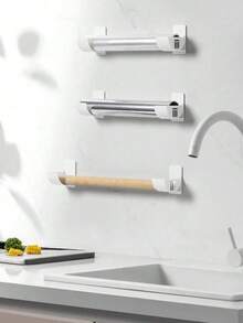 Conjunto de 4 prateleiras para organização de cozinha - Suporte para filme plástico, Dispensador de saco de lixo, Adequado para cozinha, banheiro, sala de jantar, armário, porta lateral de geladeira