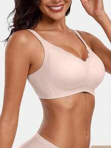 1 件装柔软支撑无缝凝胶杯女士文胸，提升塑形内衣 - 杏色 - 查看 4