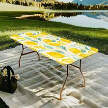 1pc Tablecloth With Elastic Edging, Lightweight & Washable, Fresh Lemon Yellow Plaid Design, Suitable For Home Gatherings, Outdoor Picnics, Theme Parties, Indoor/Outdoor Use - Multicolor - View 13