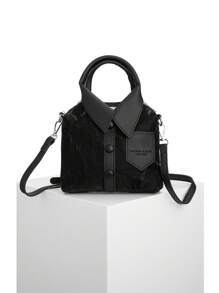 DareSee Bolsa de 1 peça, bolsa moldada, tecido PU com alça longa, bolsa de ombro, estilo garota atraente, bolsa para roupas, bolsa de mão feminina estilosa e exclusiva com design de camisa simples, bolsa transversal quadrada pequena MusicFest Y2KFest de volta às aulas