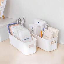 10pcs White Plastic Storage Box Set - Stackable, Multi-Use Organizer For Home, Dorm, School & Office Essentials, Bathroom Accessories, Room Decor - Multicolor - View 2