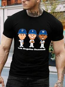 Camiseta de béisbol de los Dodgers de Los Ángeles - Ropa para fanáticos - Camiseta gráfica de manga corta para hombres y mujeres - Para usar en el día del partido y todos los días - Camiseta de béisbol elegante - Regalo para esposo - Azul - Negro - Ver 1