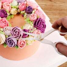 7pcs Baking Pastry Tool Set Stainless Steel Rose Petal Leaves Nozzles Cake Decorating Tips Tulip Flower Scissor Cake Tray Mounting Scissors Nails Essential For Confectionery Icing Cream Transfer And Elegant Cake Decor - Multicolor - View 5