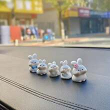 5pcs Random Style Cute Car Rabbit Figurine Mini Ornaments - Multicolor - View 8