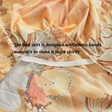 3 Piece Skin-Friendly Soft Floral Print Bedding Set (1 Bed Skirt + 2 Pillow Shams), Moisture-Wicking, Anti-Wrinkle, All Season Use, Exquisite Printing, Fashionable & Stylish, Suitable For Bedroom & Hotel