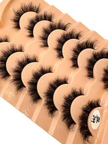 HBZGTLAD 7pcs/Pack Thick & Natural Look False Eyelashes, Includes Cat Eye, Wispy, Flare Styles, Giving Lashes A Fanned Out 3D Fluffy Russian Doll Effect For Natural Extension - Black - View 4