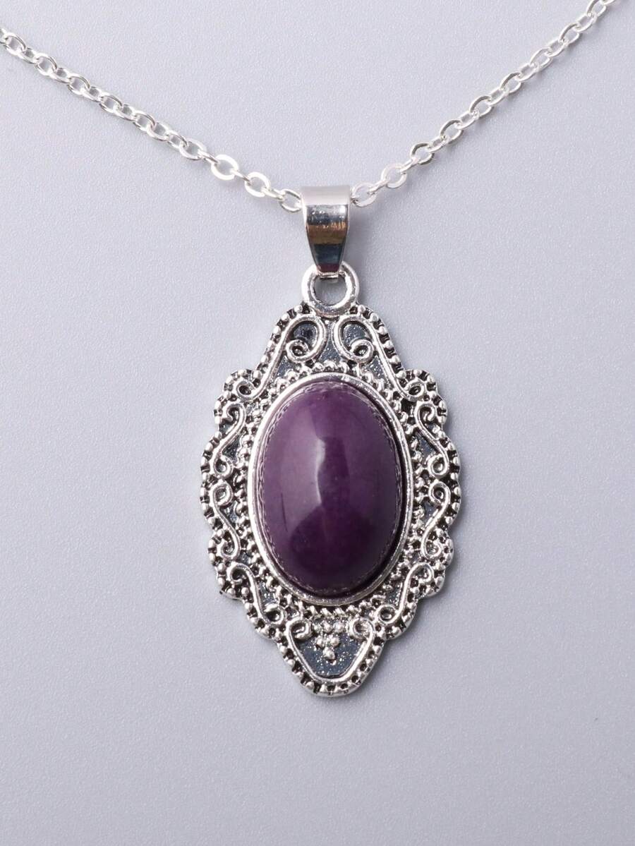 1 pieza Collar de resina púrpura, colgante de resina multicolor disponible - Morado - Ver 1
