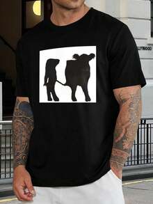 Camiseta divertida de vaca para hombre y mujer - Camiseta con diseño único de vaca, regalo para amantes de los animales, camiseta unisex informal de moda, camiseta negra cómoda y duradera - Negro - Ver 1