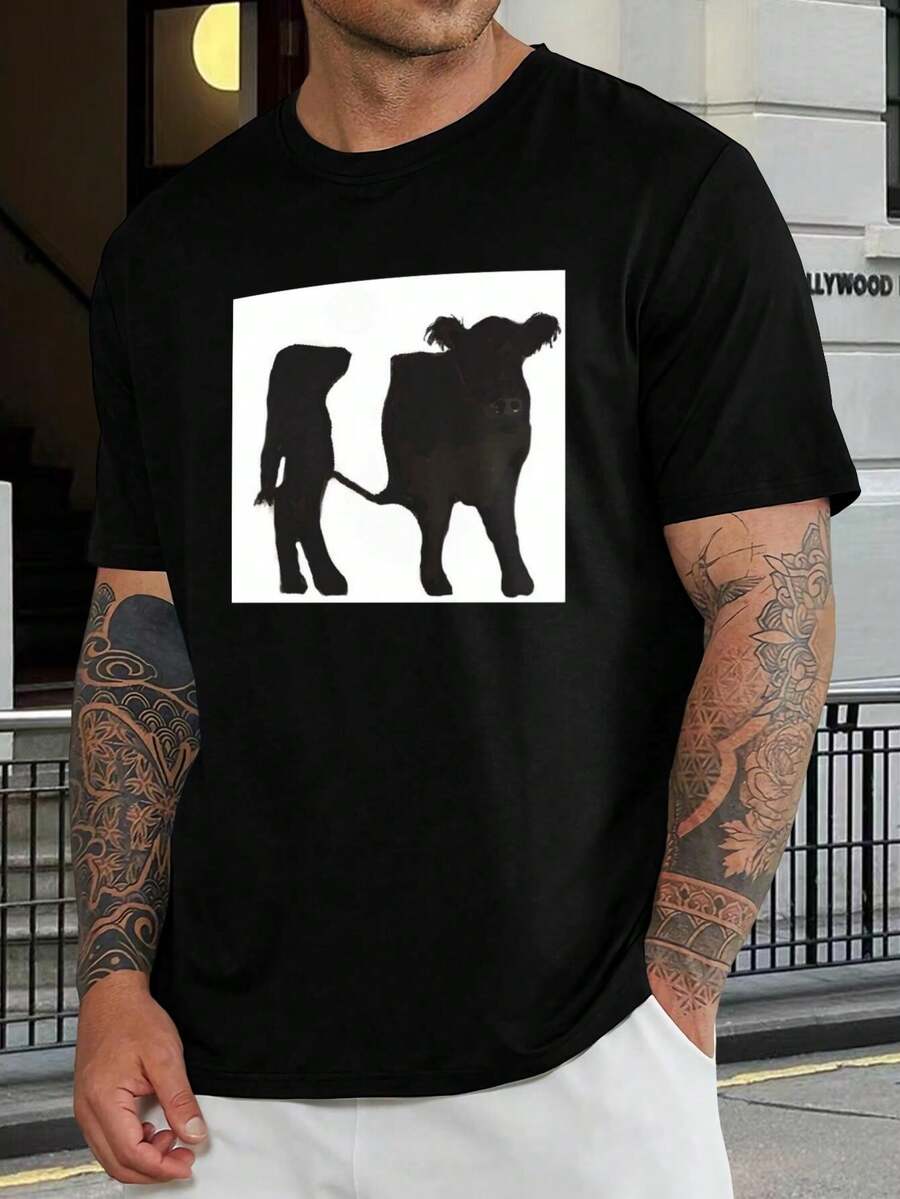 Camiseta divertida de vaca para hombre y mujer - Camiseta con diseño único de vaca, regalo para amantes de los animales, camiseta unisex informal de moda, camiseta negra cómoda y duradera - Negro - Ver 1