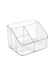 1pc Elegant Cosmetic Storage Box - Lightweight Plastic Desktop Storage Box With Compartments For Skincare, Lipstick And Jewelry/High-End Makeup Brush Storage Box Lipstick Acrylic Skincare Desktop Dressing Table Desktop Pen Holder Box Storage Rack (Different Batches Do Not Affect The Use And Appearance) Bathroom Accessories Bathroom Organizer Back To School